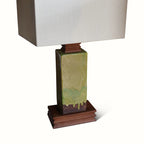 A Pair Of Ceramic And Walnut Lamps