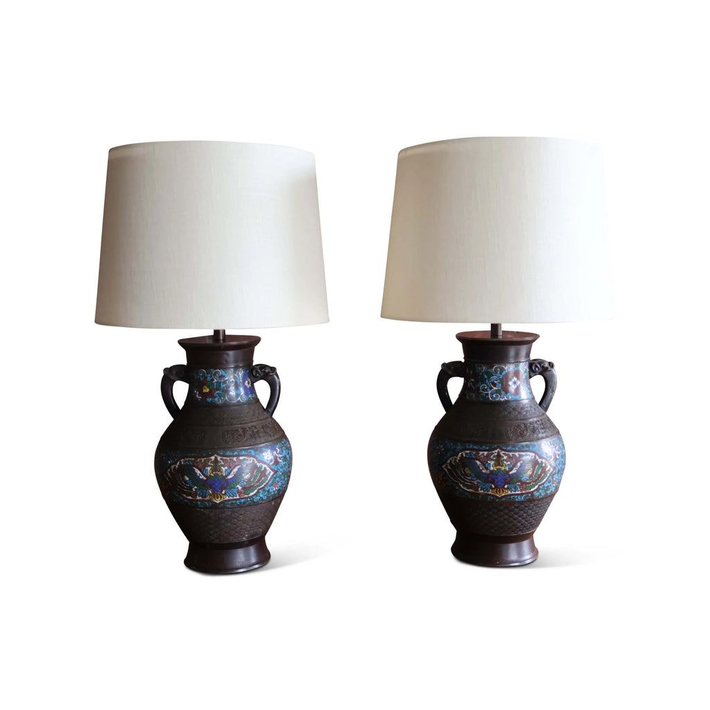 Enameled Copper Vase Table Lamp
