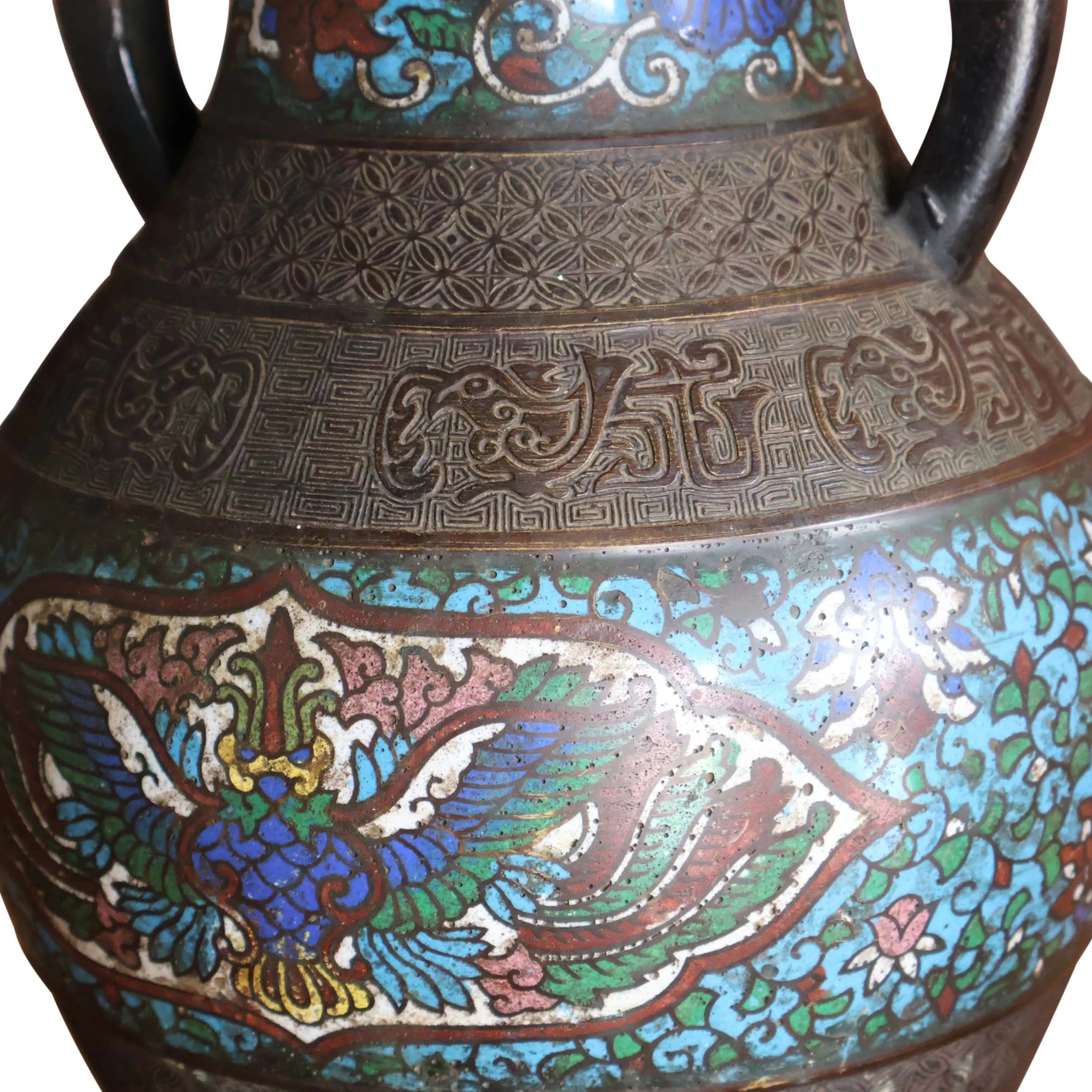 Enameled Copper Vase Table Lamp